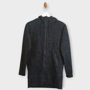 Athleta Stronger Jacket Women's XXS Charcoal Gray Heathered Fleece Lined Hood